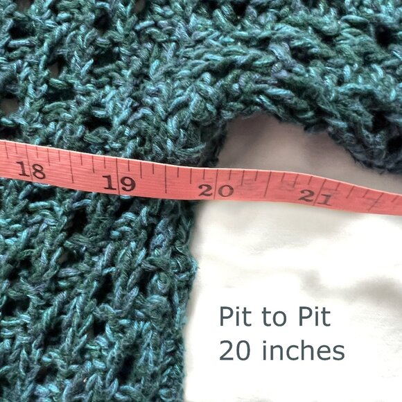 Eddie Bauer Oversized Boxy Knit Crochet Teal Sweater, Small - Picture 11 of 13